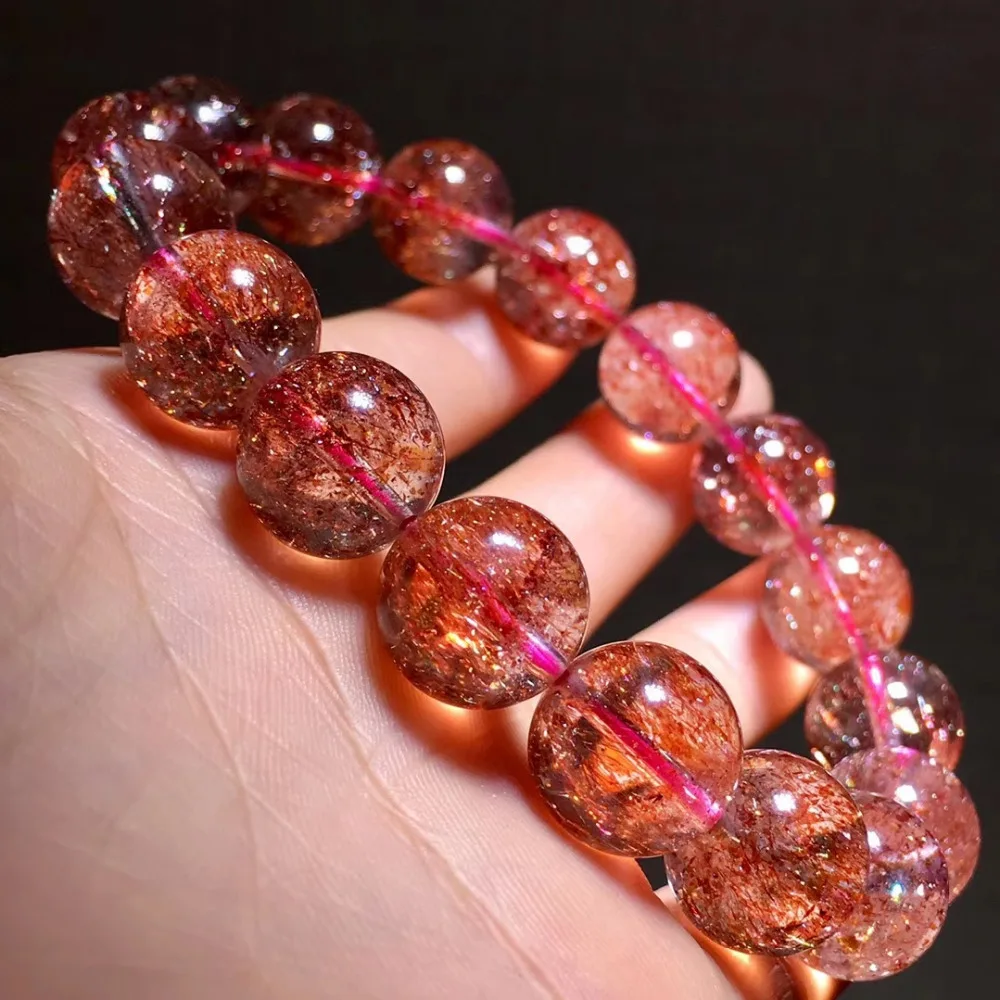 Подлинная натуральная Lepidocrocite кварц 13 мм красный супер семь прозрачный круглый