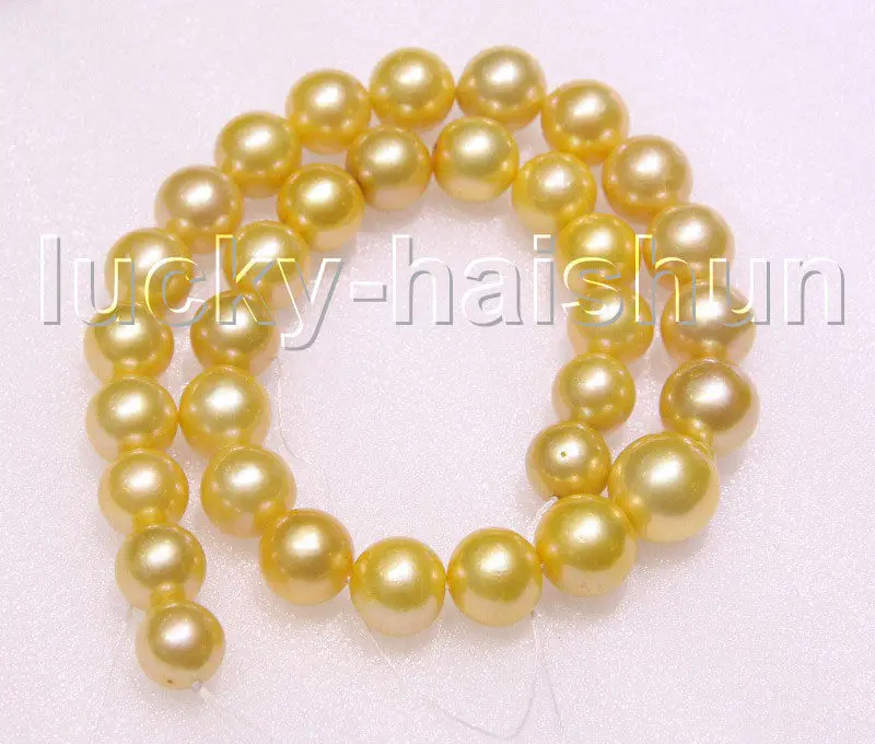 Free Shipping&gt&gt new hot NATURAL 17&quot 12MM ROUND GOLDEN SOUTH SEA PEARL NECKLACE 14K GOLD CLASP j11196 | Украшения и