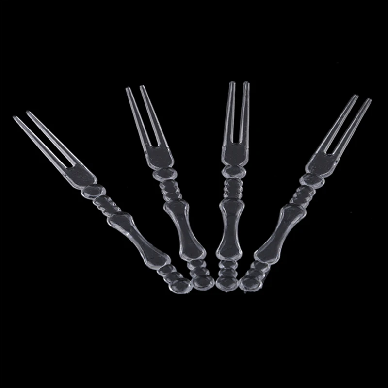 80 шт мини прозрачные одноразовые вилки дома Обеденный стол Пластик Еда торт