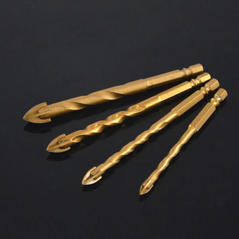 Набор сверл комплект из 10 шестигранных насадок с титановым покрытием 6/8/10/12 мм для