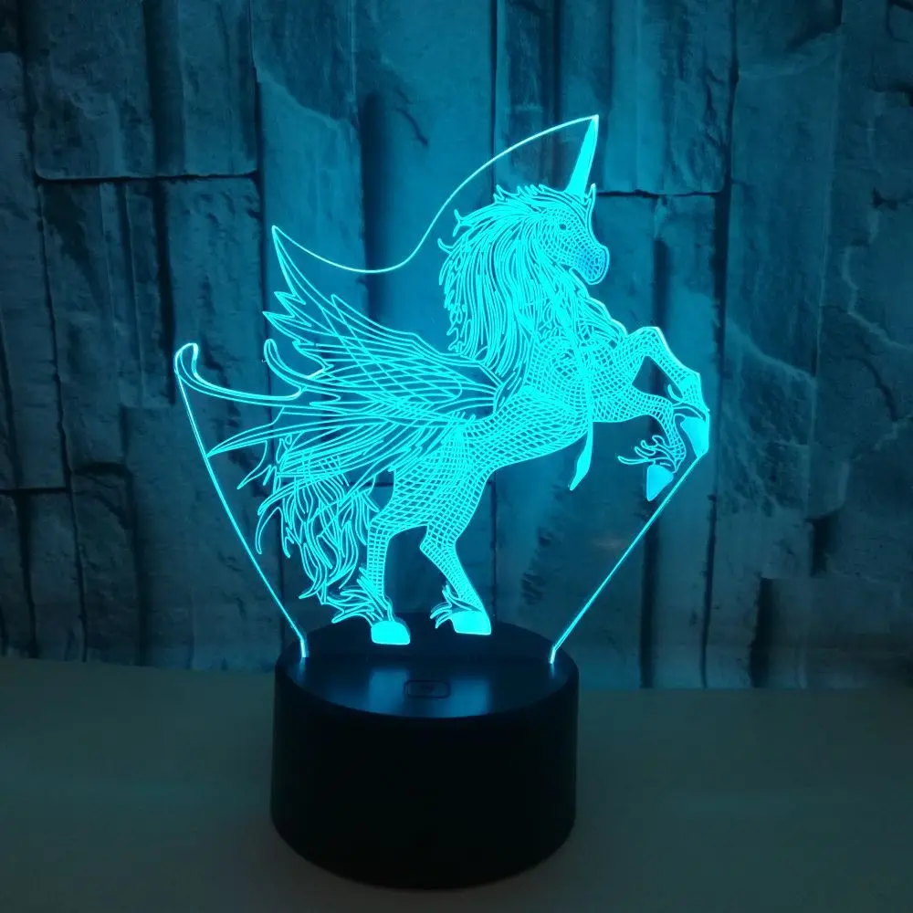 Светодиодный ночник Luminaria в виде единорога милая Настольная лампа с изменением 7