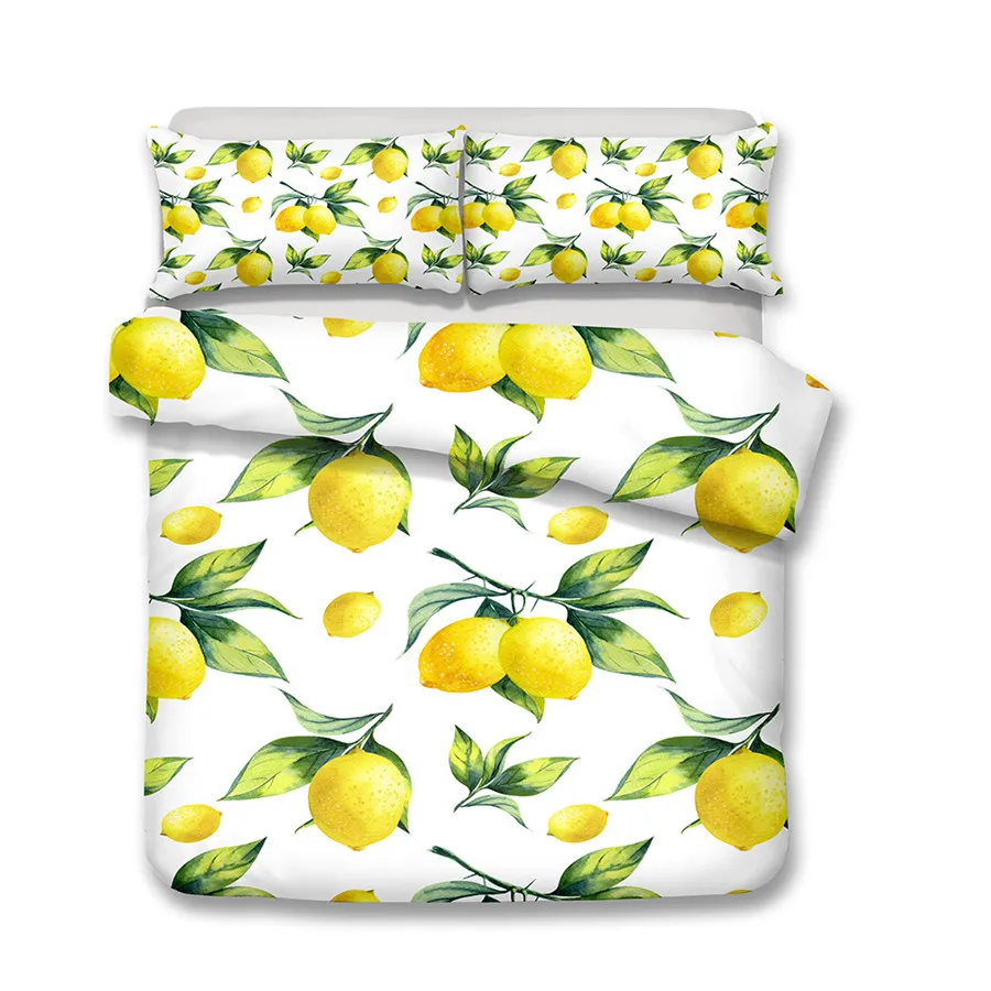 

HELENGILI 3D Bedding Set Fruit Lemon Print Duvet Cover Set Bedcloth with Pillowcase Bed Set Home Textiles #NM-01