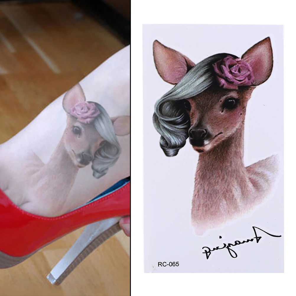 Милая тату с оленем для женщин временная боди арта водонепроницаемая поддельная