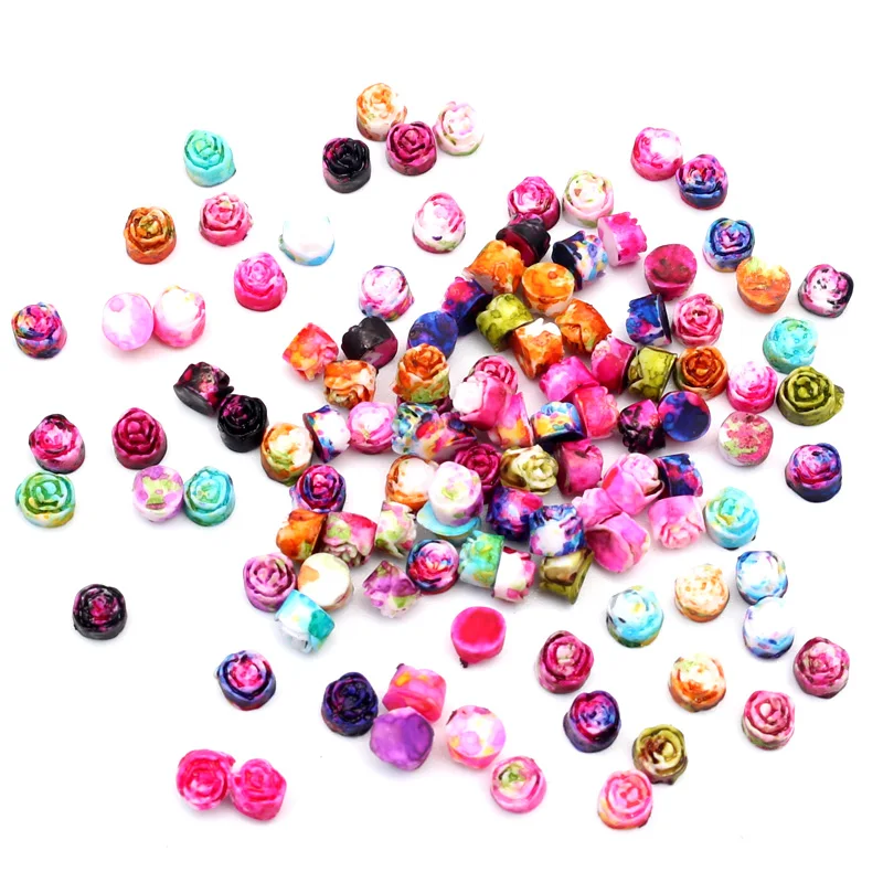 100 шт. Смешанные Украшения из смолы в виде цветов поделки с плоским основанием