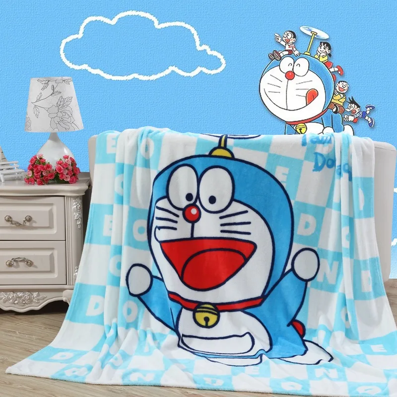 Голубое мягкое Фланелевое плюшевое одеяло Doraemon покрывало на