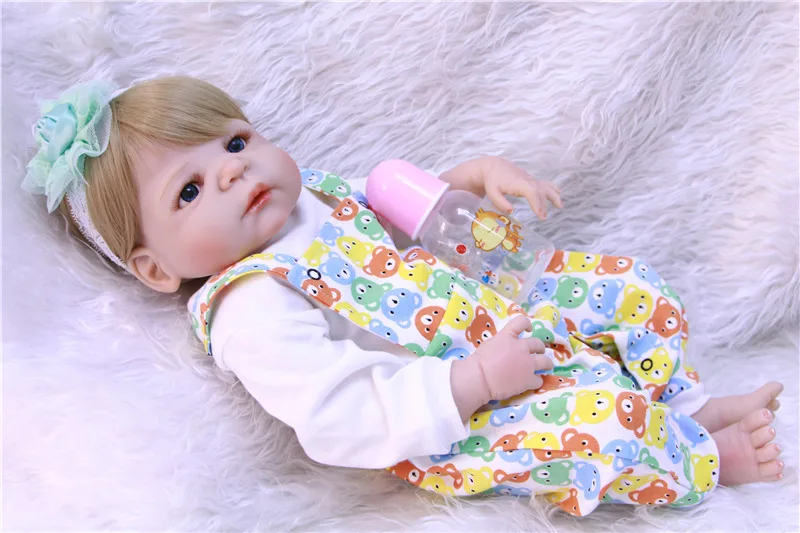 

22" Doll Reborn For Sale Soft Toys full Silicone Reborn Babies Girls blond hair Play House Toys bebe real reborn bonecas