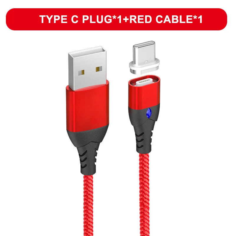 Red for Type-c Магнитный кабель 3A Usb type c кабель Быстрая зарядка для iPhone X S MAX XR 8 7 зарядное устройство для телефона samsung s9 oneplus 6t Передача данных - Цвет: Red for Type-c