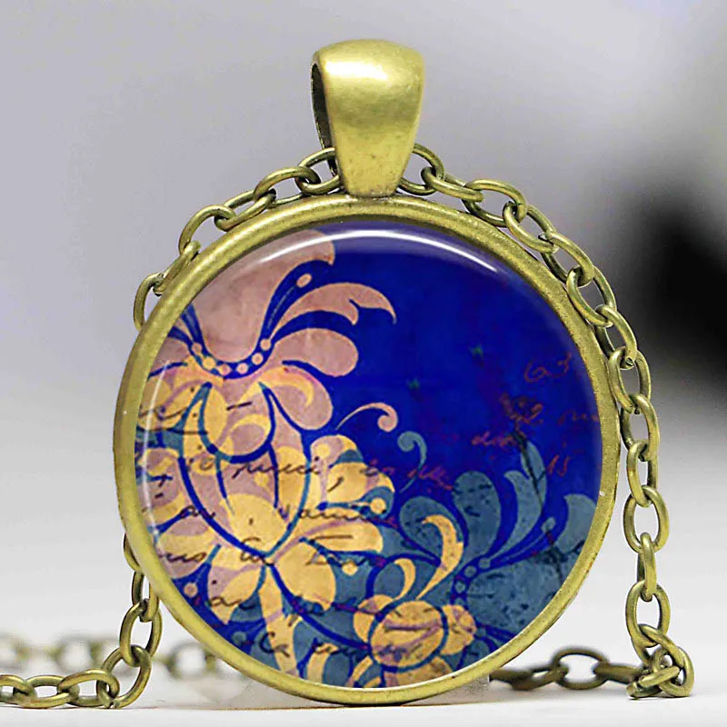 Round Glass Cabochon Mood Indigo Abstract Art Resin Pendant Making Jewelry Accessories Beautiful Cameo | Украшения и аксессуары