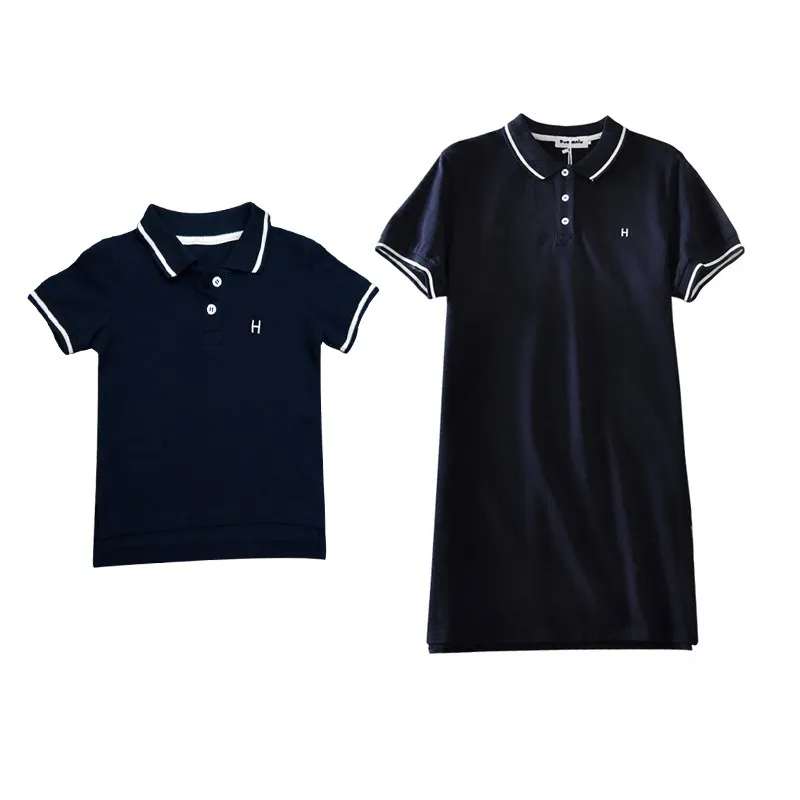Летняя одежда для всей семьи футболка-поло папы и сына одинаковые комплекты