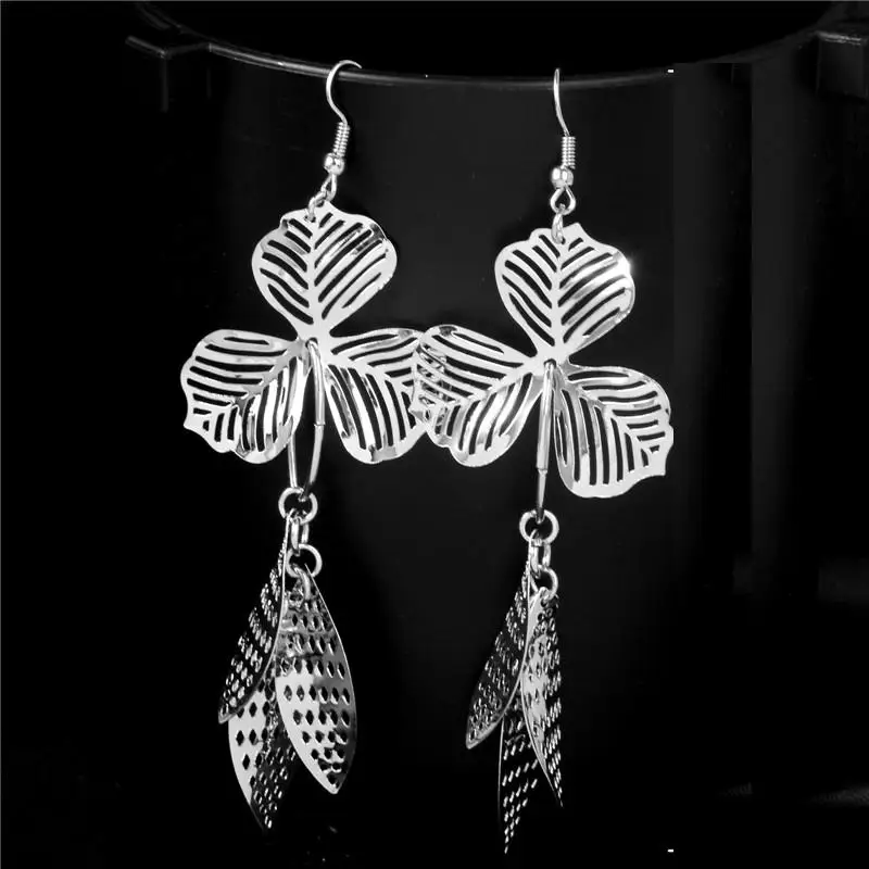 Женские серьги SHUANGR длинные золотого/серебряного цвета с имитацией натурального