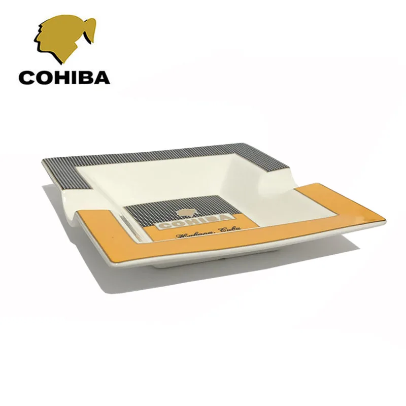 COHIBA квадратный портсигар Пепельница держатель 2 шт в 1 дизайн керамические бытовые табак гаджеты сигарета пепельница Настольный Декор