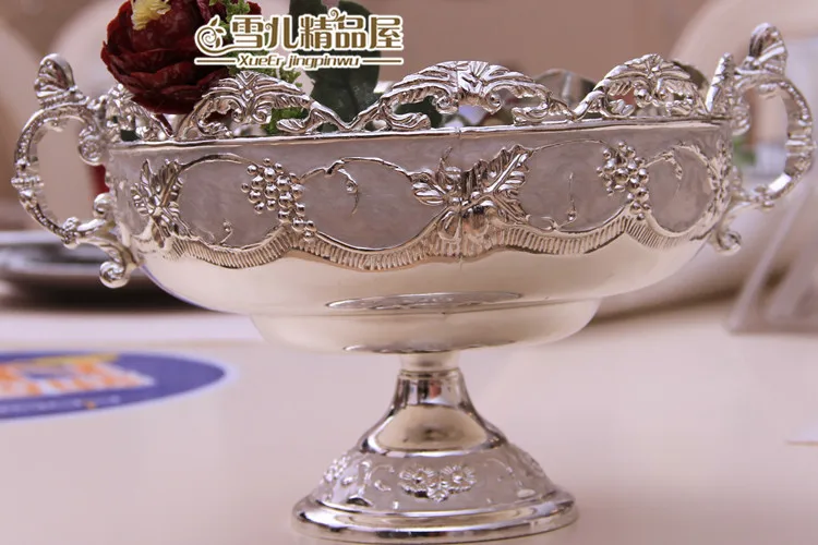 Европейский цинковый сплав серебряная резьба цветочный диск чаша для фруктов