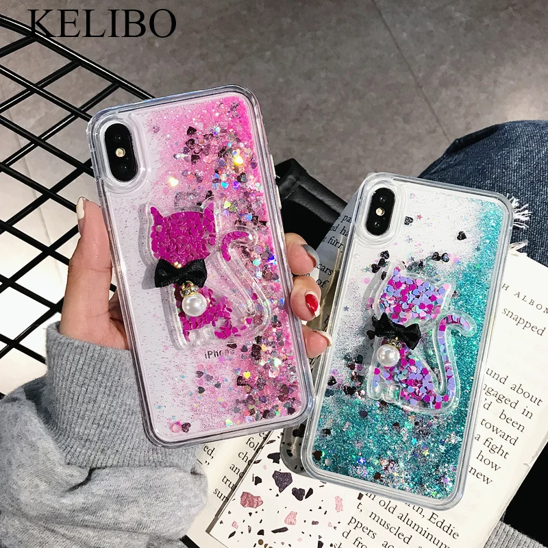 Чехол для телефона Kelibo с зыбучим песком iPhone X 7 8 Plus чехол 6 6s XR XS Max блестящий