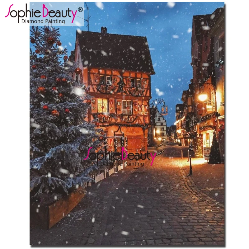 

Картина из страз «сделай сам» Sophie Beauty, вышивка крестиком в виде ночного города, украшение для дома, полный семейный подарок 19084