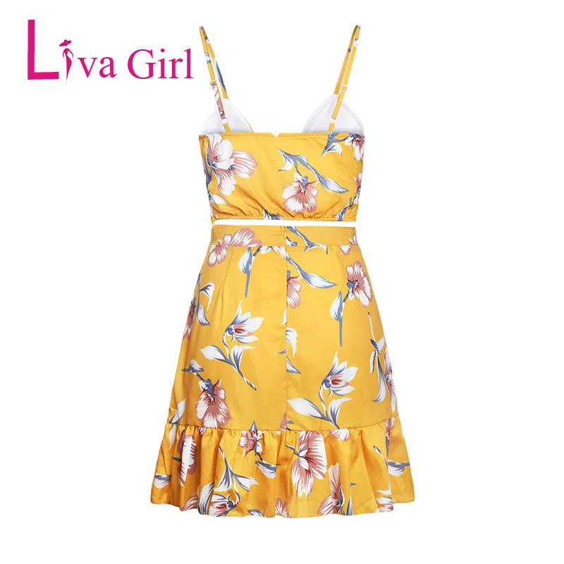 Женский богемный комплект LIVA GIRL из 2 предметов мини юбка с цветочным принтом 2019