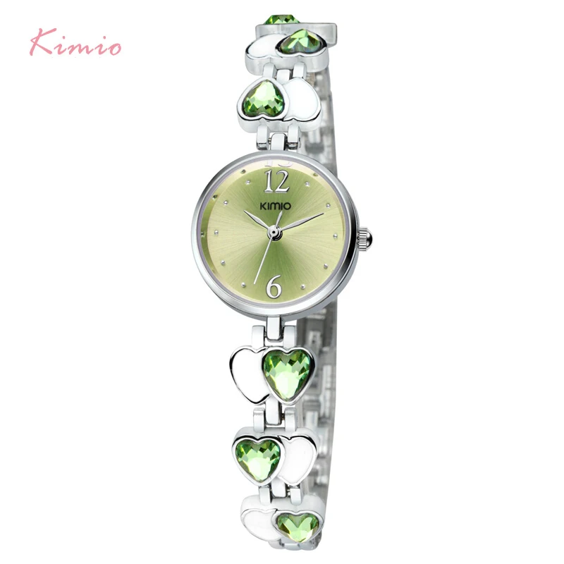 Kimio бренд relojes con diamantes любовь сердце драгоценный камень тонкий ремешок наручные