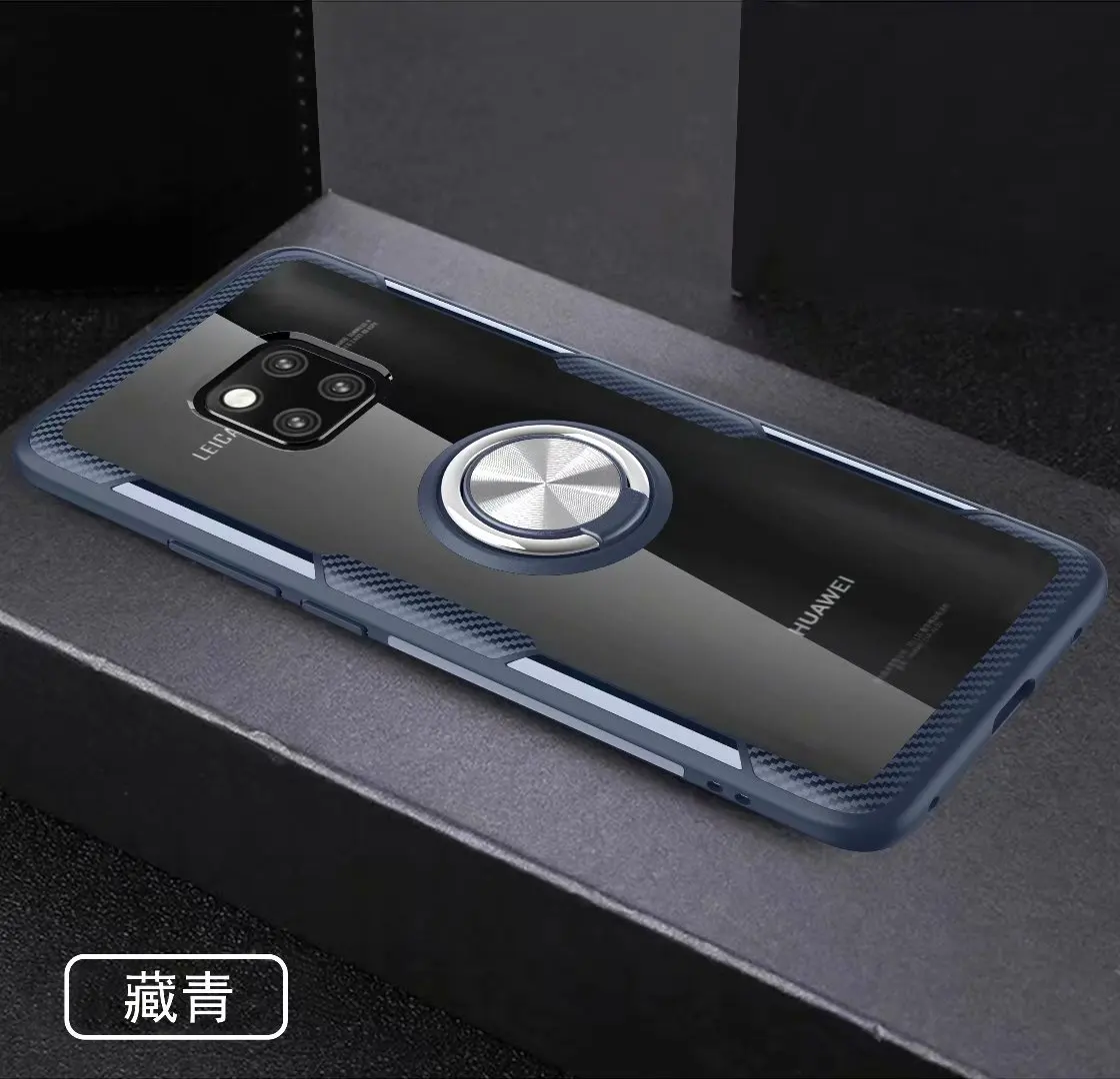 Для huawei mate 20 Pro Чехол с кольцом-подставкой магнит прозрачный противоударный защитный чехол на заднюю панель для huawei mate 20 20pro - Цвет: navy blue