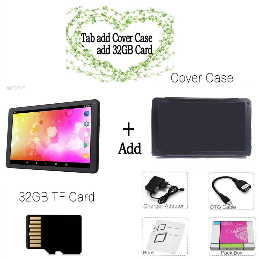 32 G TF Add Case Android 5,1 планшет 9 дюймов планшетный ПК RK3126 четырехъядерный 1 ГБ/8 ГБ планшеты wifi 7 8 9 дюймов Рождественский подарок Tab - Комплект: 32 G TF Add Case