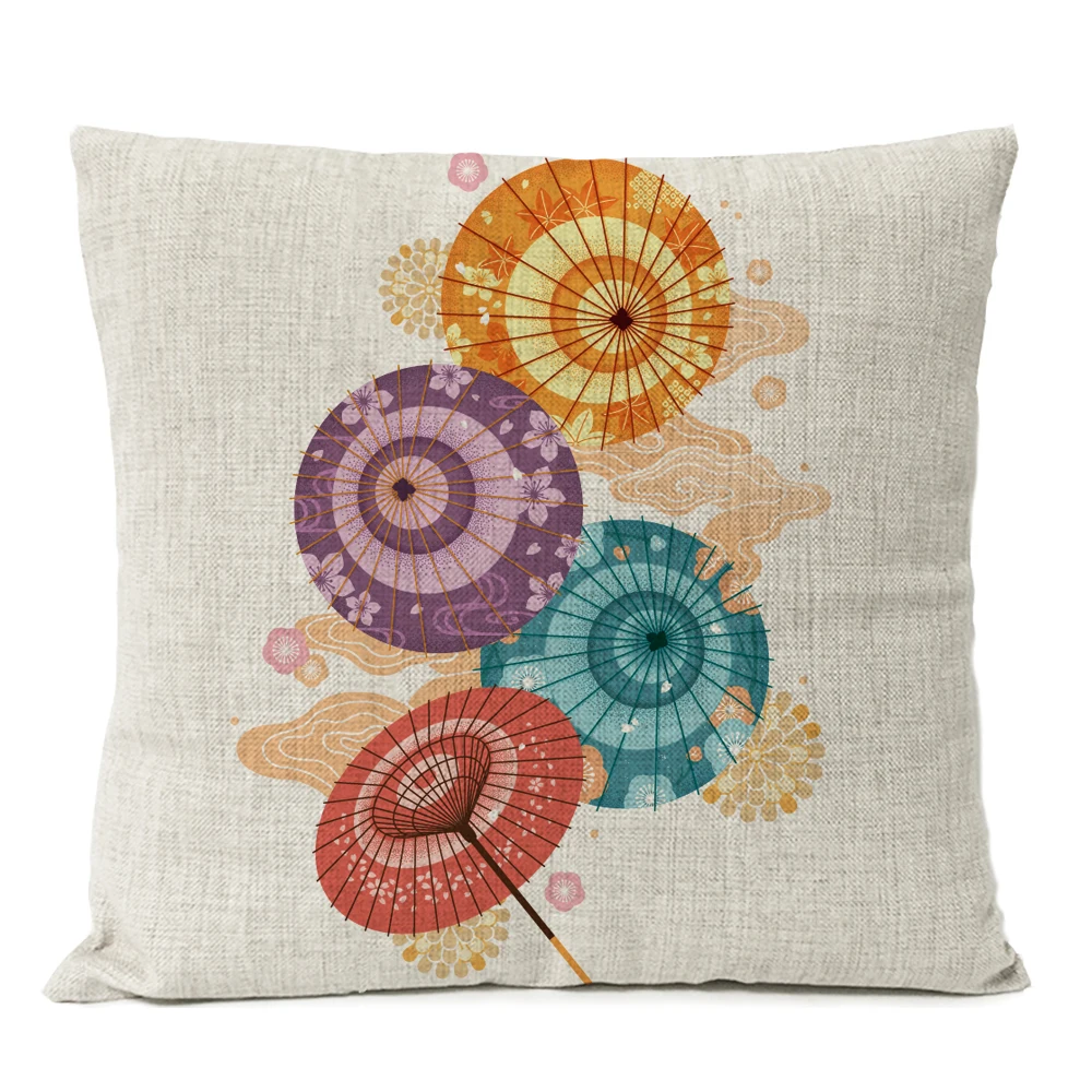 13 Japanese Fuji Cherry Cushion Cover Home Decorative Pillows Japan Ukiyo-e Wave Pillow Cover Linen Pillow Case Cojines Almofada - Цвет: 13