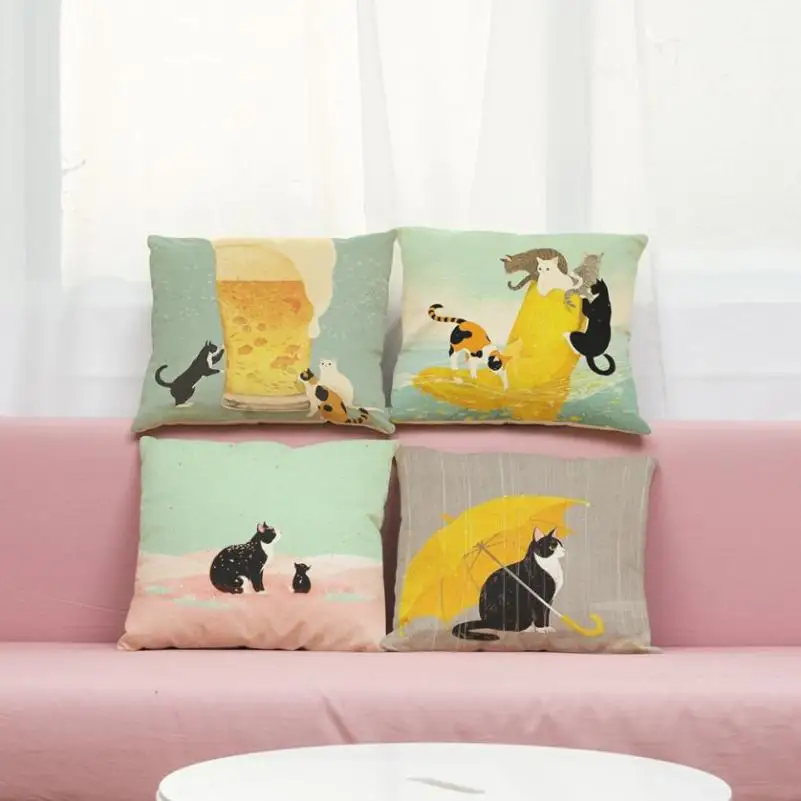Милый Кот диван-кровать домашние наволочки декоративная наволочка 45x45 см для