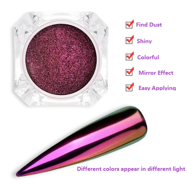 Хромированный зеркальный блестящий порошок для дизайна ногтей Блестящий