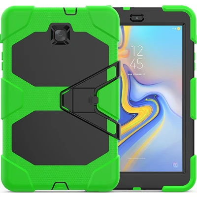 Дети Безопасный противоударный чехол для Samsung Galaxy Tab 8,0 T387 SM-T387 Tablet Heavy Duty Силикон+ PC подставка чехол принципиально+ ручка - Цвет: Зеленый