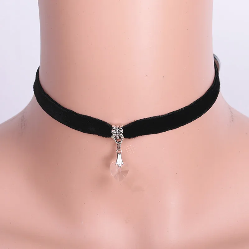 3 шт Готический бархат сердце кристалл чокер ожерелье с подвеской ручной работы