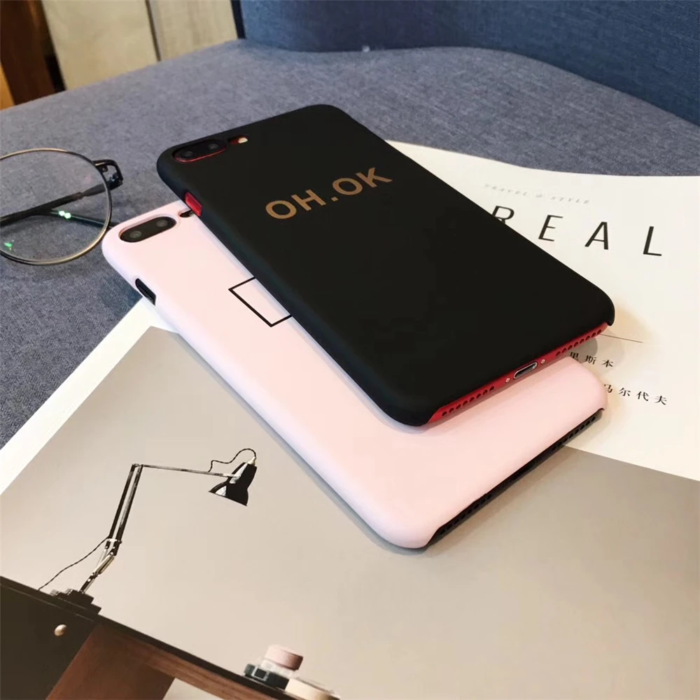 Модный розовый чехол набор текста на телефоне для Iphone 7 матовый 8 6 S Plus NO OH OK с