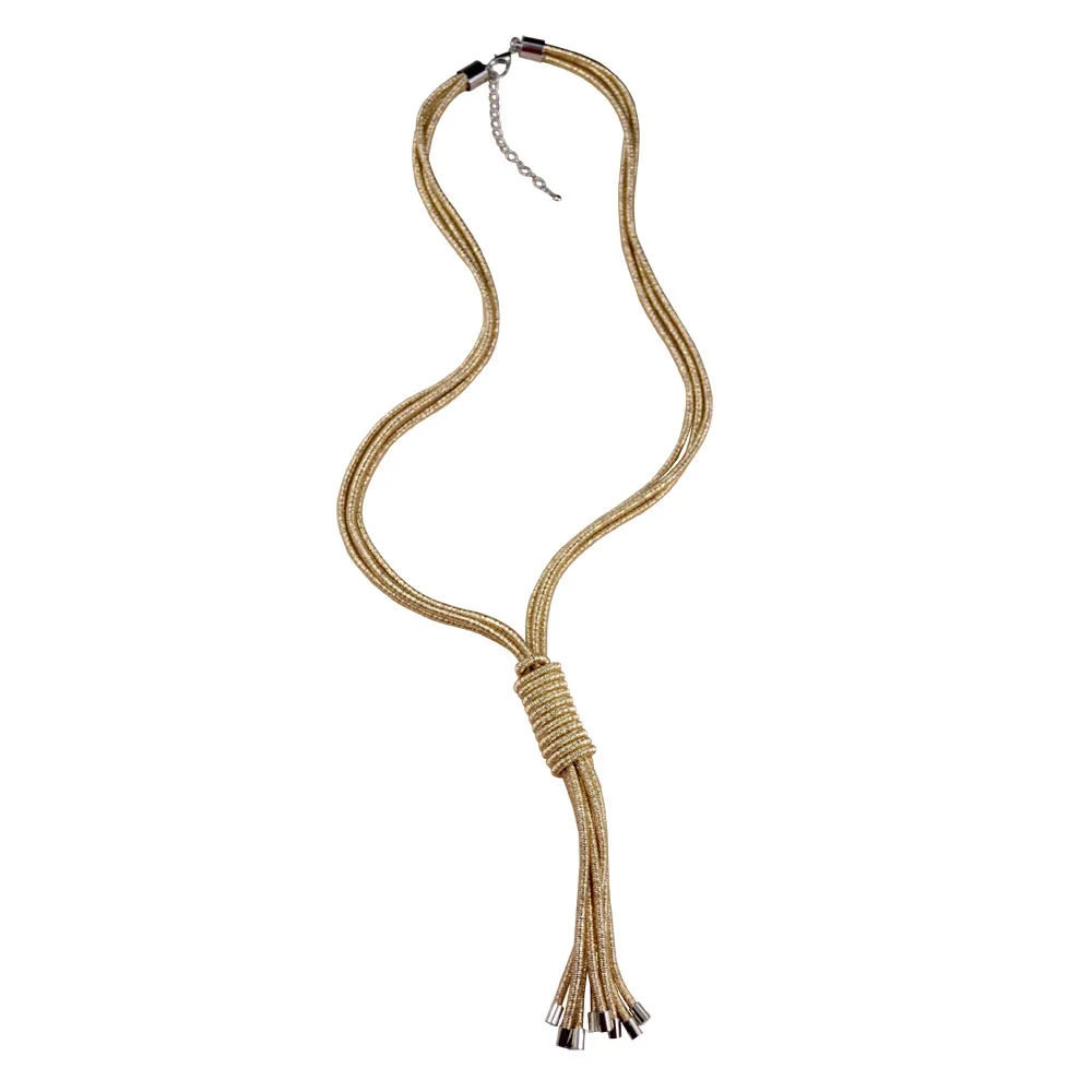 Длинное женское ожерелье ручной работы золотое длиной 30 дюймов с металлической