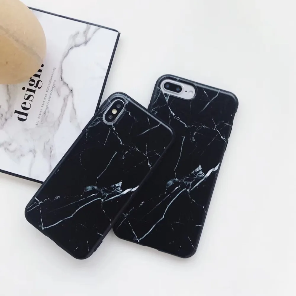 WANGFUZHI Simple Marble Pattern Case For iPhone 6 6S 7 8 Plus X Matte Soft TPU Back Phone Cover Gift |