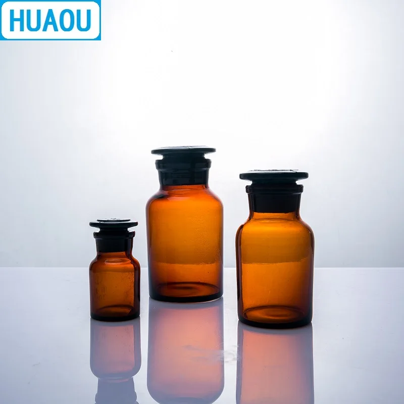 HUAOU 250 мл реагент для широкого рта бутылка коричневое Янтарное стекло с