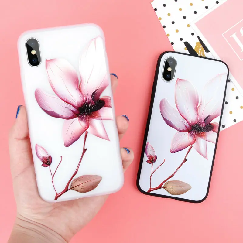 Ультратонкий чехол с цветком лотоса для iPhone 7 8 Plus X XS 3D мультяшный силиконовый 6 S