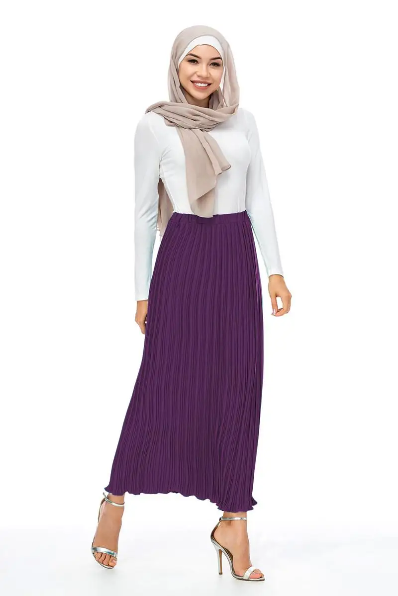 Faldas Largas Verano Mujer Moda Весна Осень корейский женский шифоновое Плиссированное Длинное Макси Юбка Femme мусульманские юбки