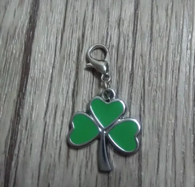 30P модный шарм застежка лобстер зеленый фиолетовый 3 листа клевер ирландский