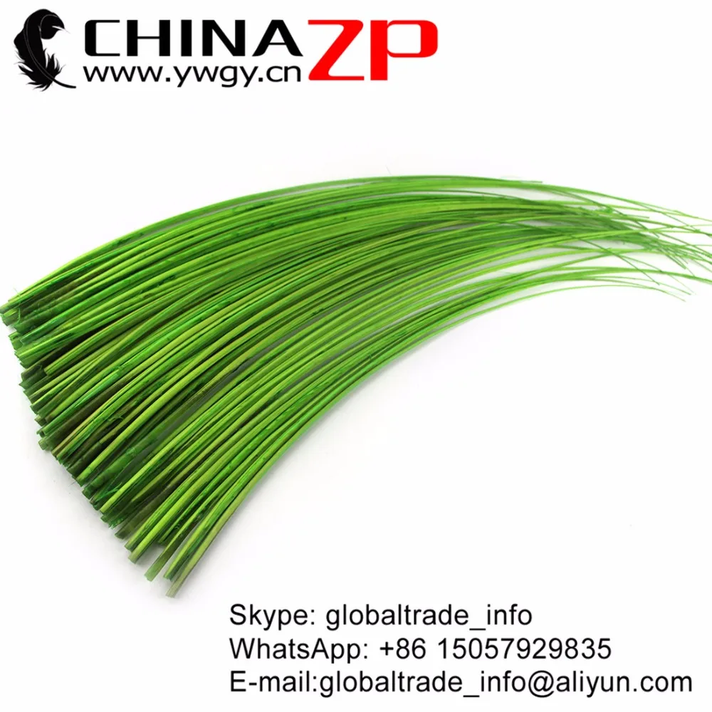 

CHINAZP Wholesale 100pcs/lot Size from 50cm to 60cm Painted Lime Green Ostrich Feather Hard Rod Quill Spines