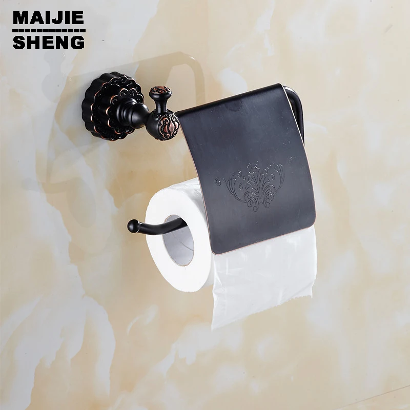 Черная настенная корзина для бумаги вешалка ванной комнаты античный латунный