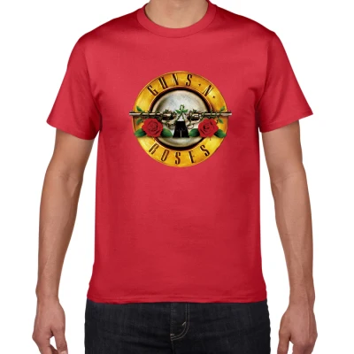 rock wear GUNS and Roses T-shirts men Summer 100%Cotton Rock Band street wear men t shirt guns roses tee shirt homme men - Цвет: F124 red