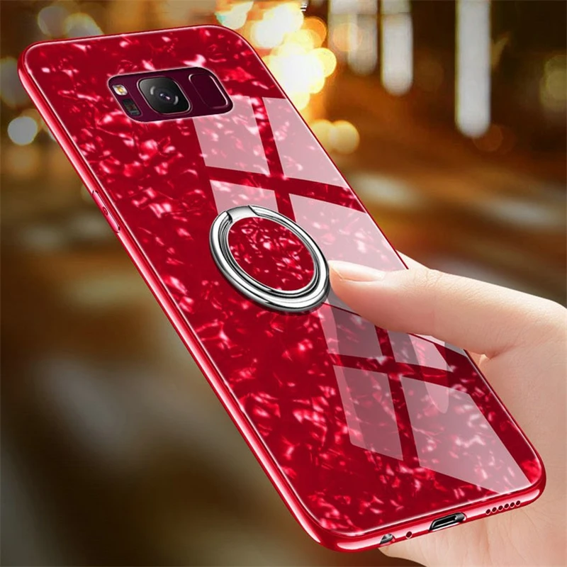 For Samsung Galaxy S8 S9 S10 Plus Note 8 9 Marble Pattern Tempered Glass Phone Case S10e Lite Cover Funda | Мобильные телефоны и