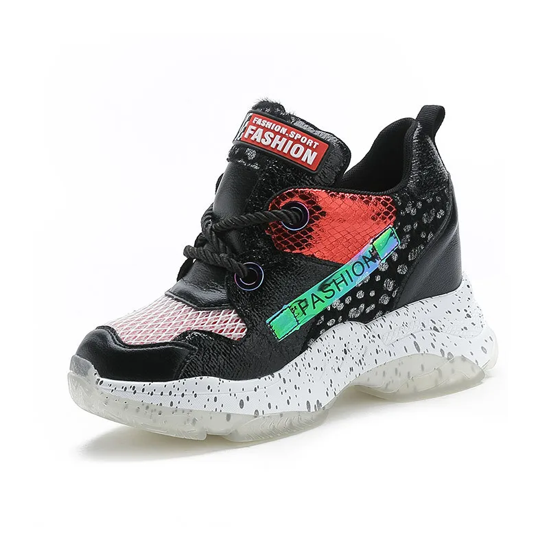 Женские замшевые кроссовки на платформе 6 см Повседневная дышащая обувь шнуровке