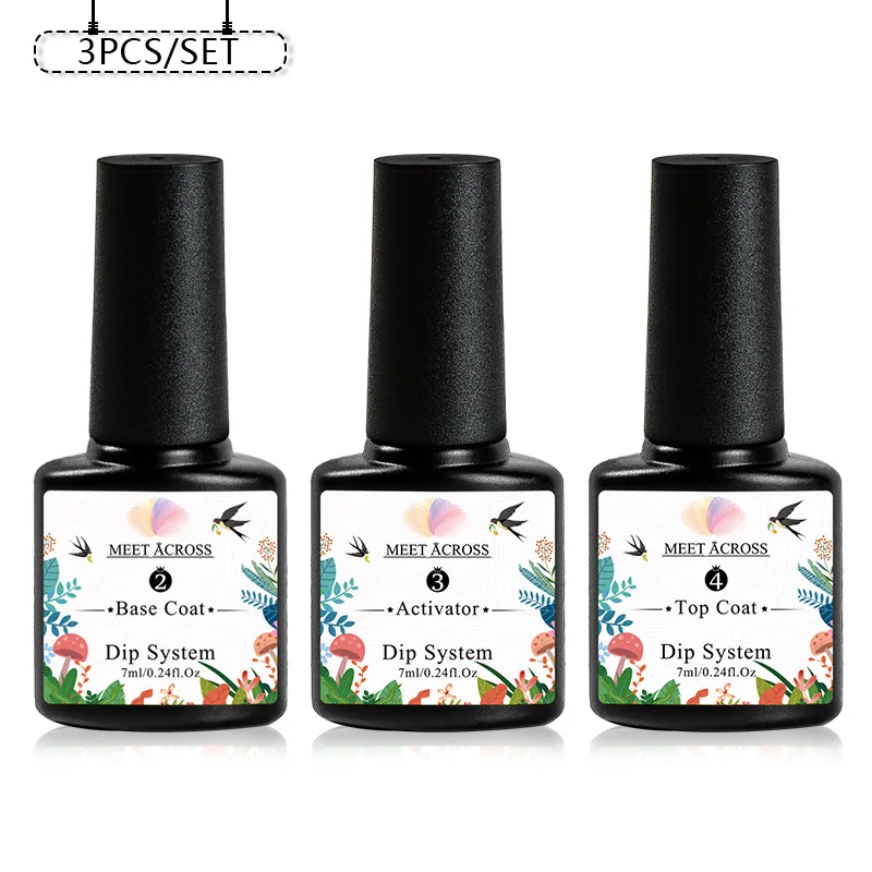 1/3/4/5pcs/set Dipping Glitter Nail Powder Without Lamp Cure Dip System French Manicure with Base Activator Liquid Gel Kit | Красота и