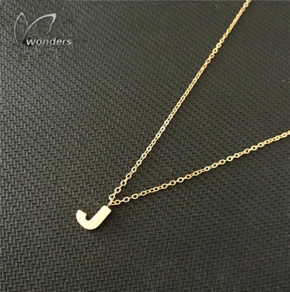 1 ШТ. Буквица Имя J Кулон Цепи мужчины Ожерелье Женщина Золото Серебро Стали
