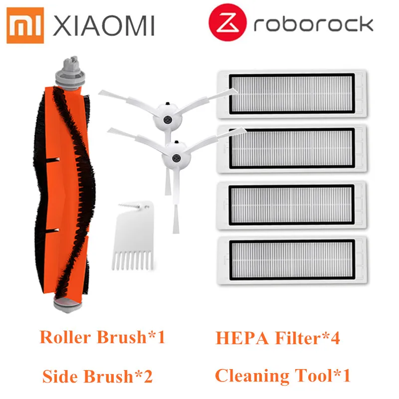 8Pcs Для Xiaomi Roborock Robot S50 S5 Запчасти для пылесоса наборы тряпок для мокрой уборки фильтр боковая щетка рулон щетки резервуар для воды - Цвет: 8Pcs