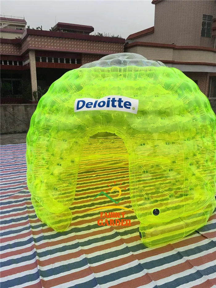 Надувная палатка прозрачная зеленая воздушно пузырчатая с насосом|tents for family