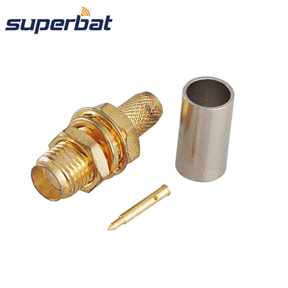 Только RP SMA обжимной Джек (шип) перегородки RF разъем для коаксиального кабеля RG59