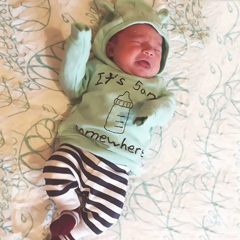 Комплект одежды для маленьких мальчиков хлопковые топы с капюшоном толстовки