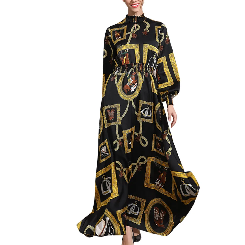 Женское длинное платье с цветочным принтом Abaya шелковое винтажное в