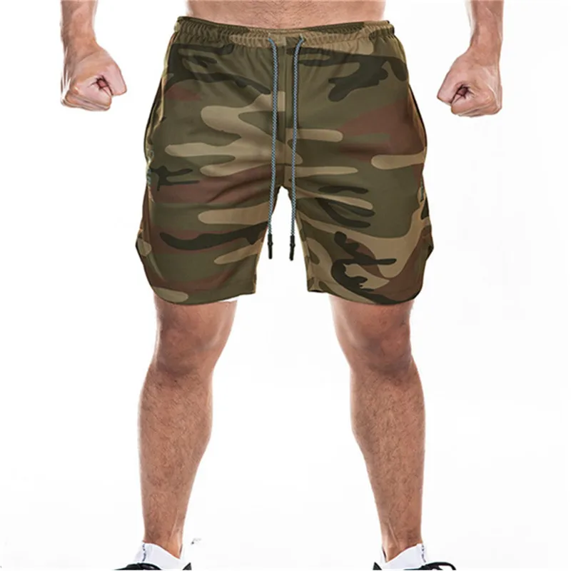 Army green camouflag Популярные мужские 2 в 1 Мужские шорты для бега спортивные шорты быстросохнущие тренировочные спортивные шорты для бега со встроенным вкладышем - Цвет: Army green camouflag
