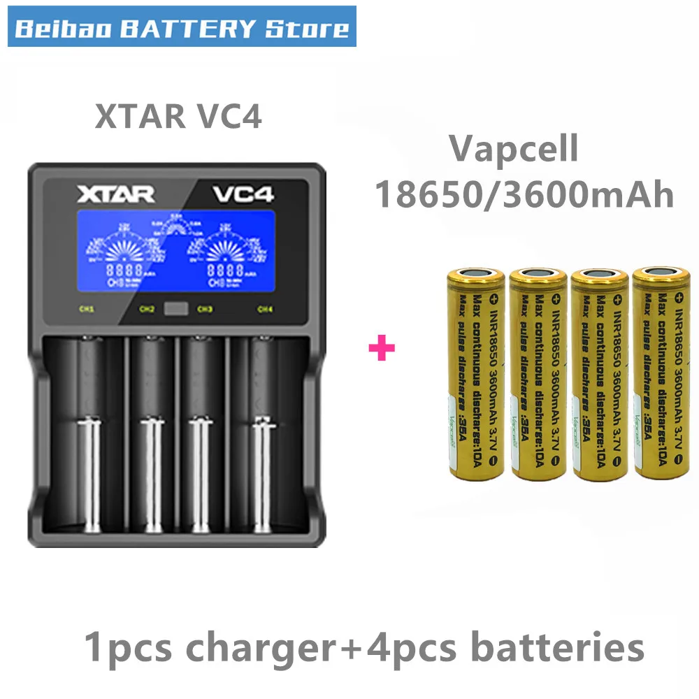 Vapcell INR 18650 аккумулятор 3600 мАч 35A аккумуляторная батарея для E-CIG дыма с Xtar VC4 VP4 зарядное устройство Nitecore зарядное устройство Liitokala