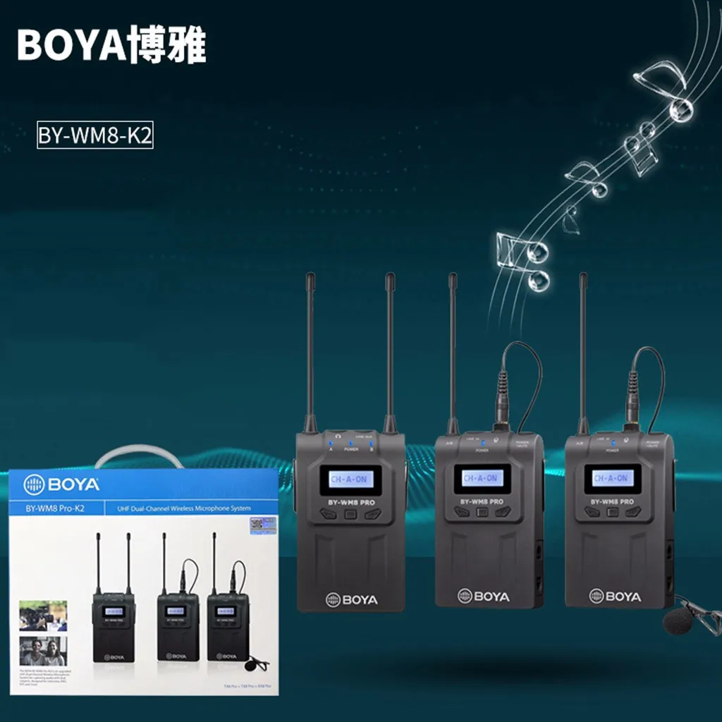 Носимые устройства BOYA BY-WM8 Pro-K2 UHF беспроводной микрофон аудио рекордер для Canon видеокамеры дропшиппинг