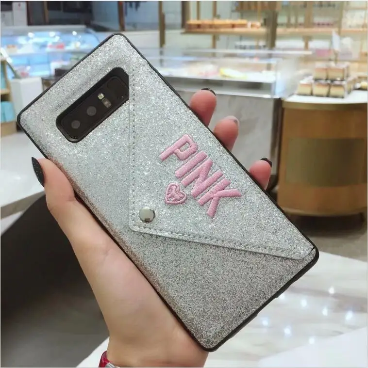 sliver Брендовый розовый чехол для Iphone XS Max X XR 7 8 Plus, кожаный чехол для samsung Galaxy S8 S9 S10 E Note 8 9, блестящий чехол - Цвет: sliver